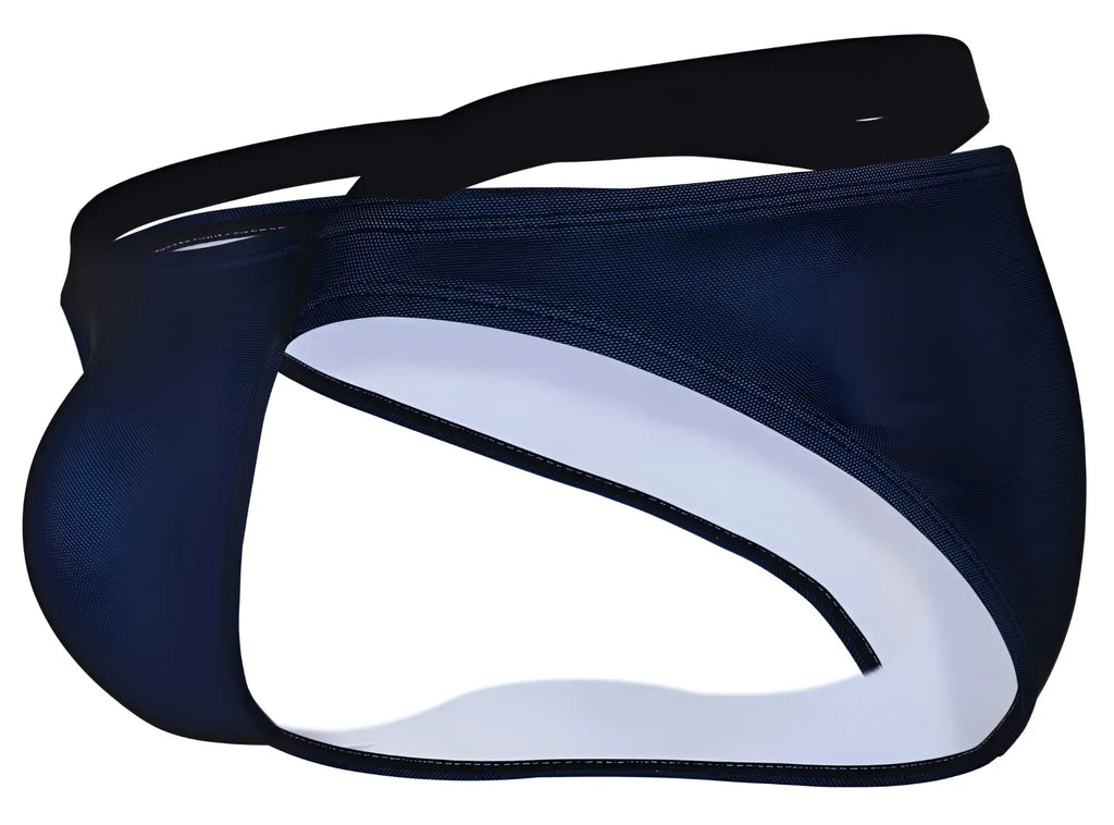 Navy blue clever 1675 eroticism bikini briefs with mesh fabric white interior and black elastic waistband