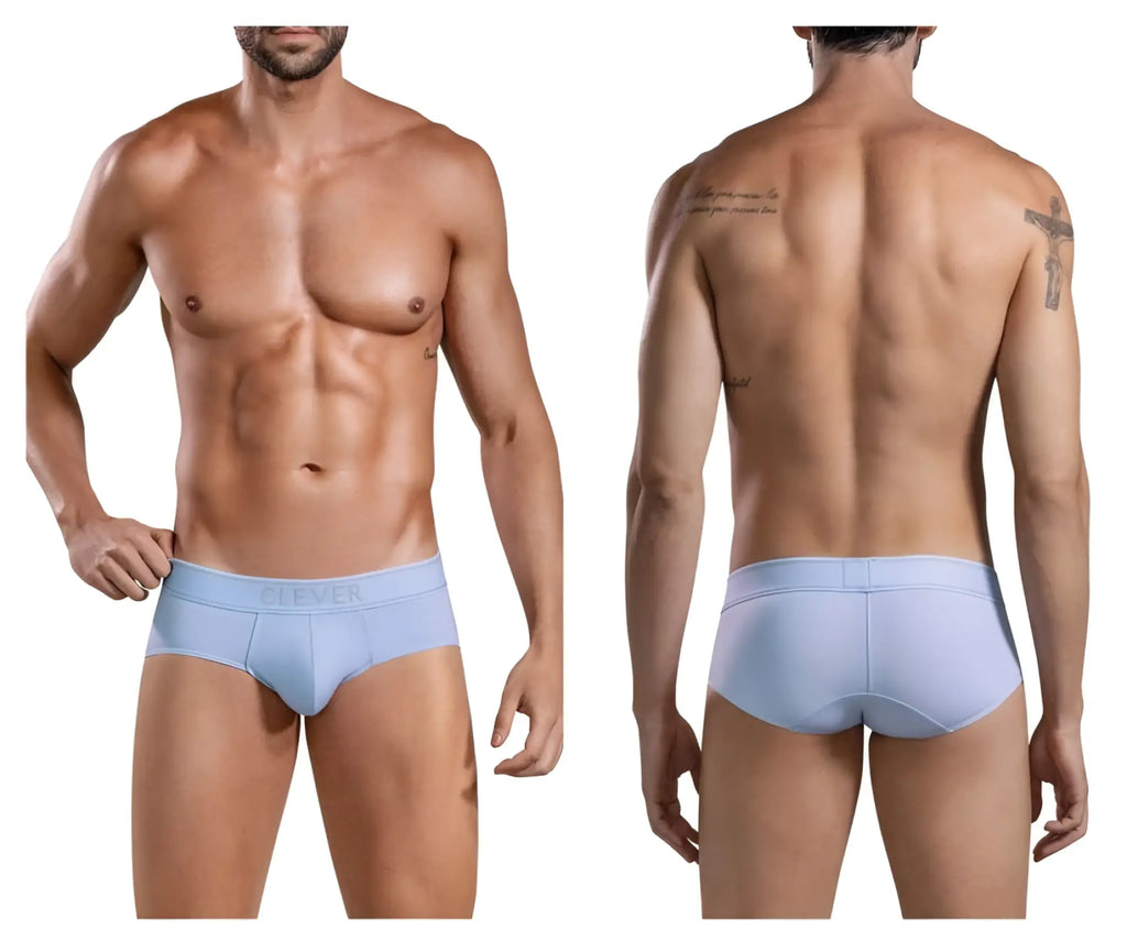 Light blue cotton clever 1683 imagination briefs with a subtle clever logo on the waistband