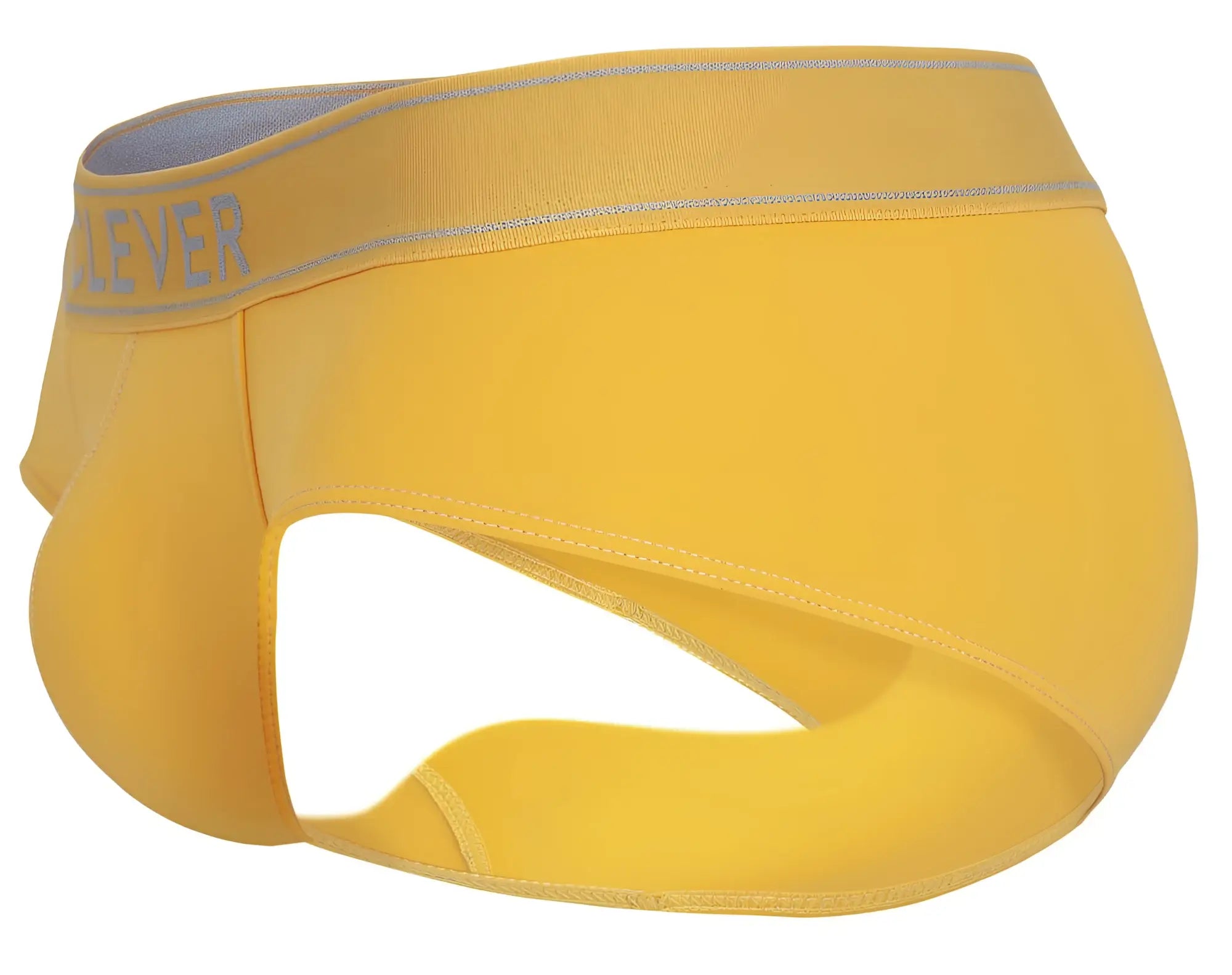 Bright yellow clever 1683 imagination briefs with gray forever waistband for comfortable everyday wear