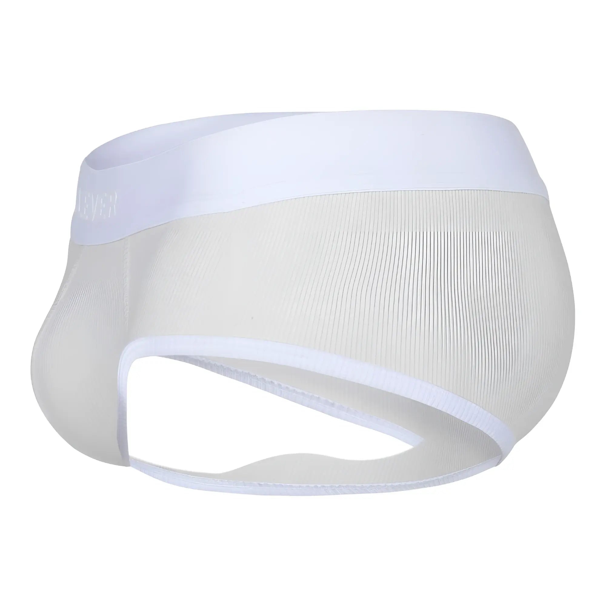 White mesh briefs with solid beige waistband and leg openings from clever 1733 colors briefs collection