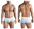 Light blue ribbed cotton briefs with white elastic waistband and clever branding model 1733 colors briefs blue