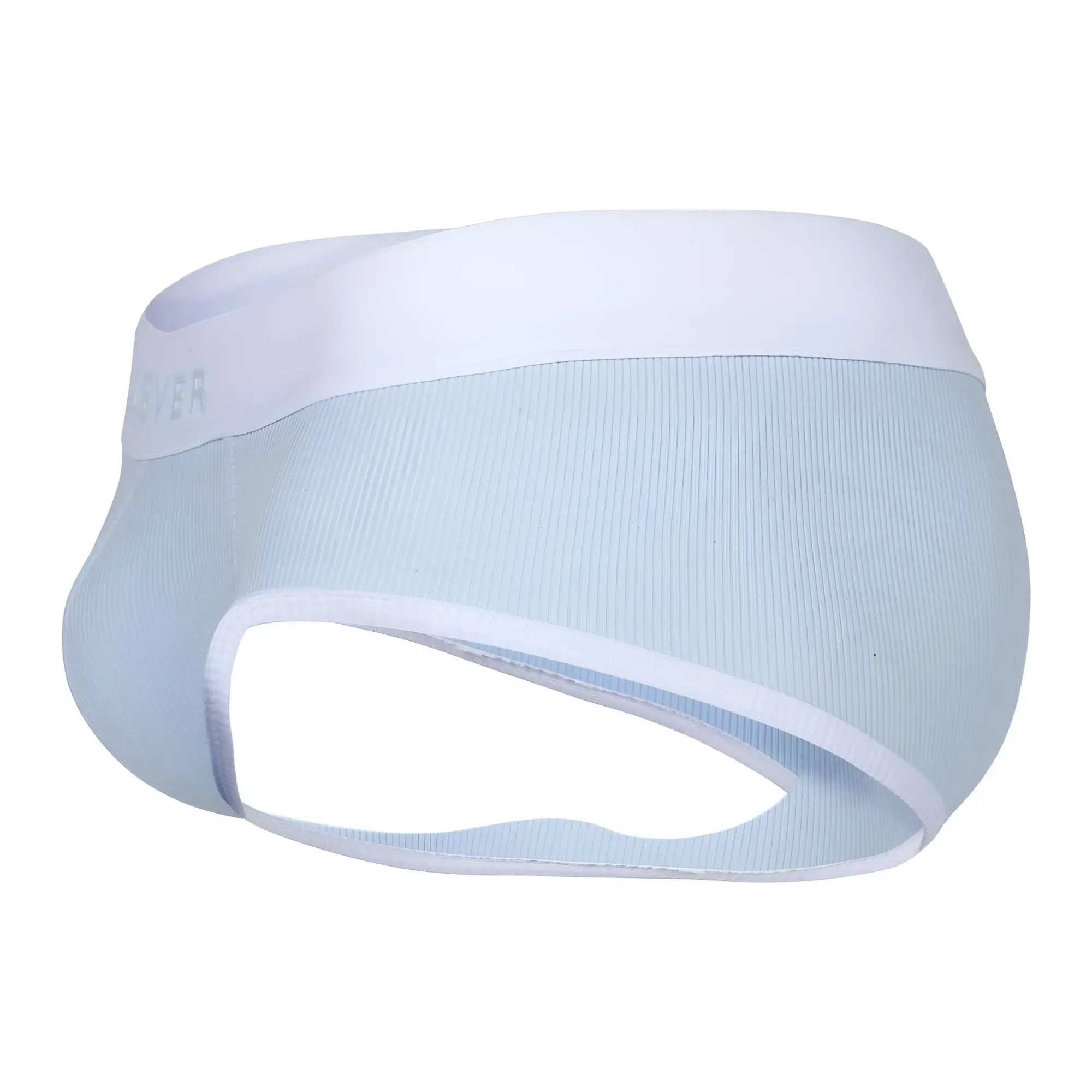 Light blue ribbed fabric clever 1733 colors briefs with white elastic waistband and trim front view