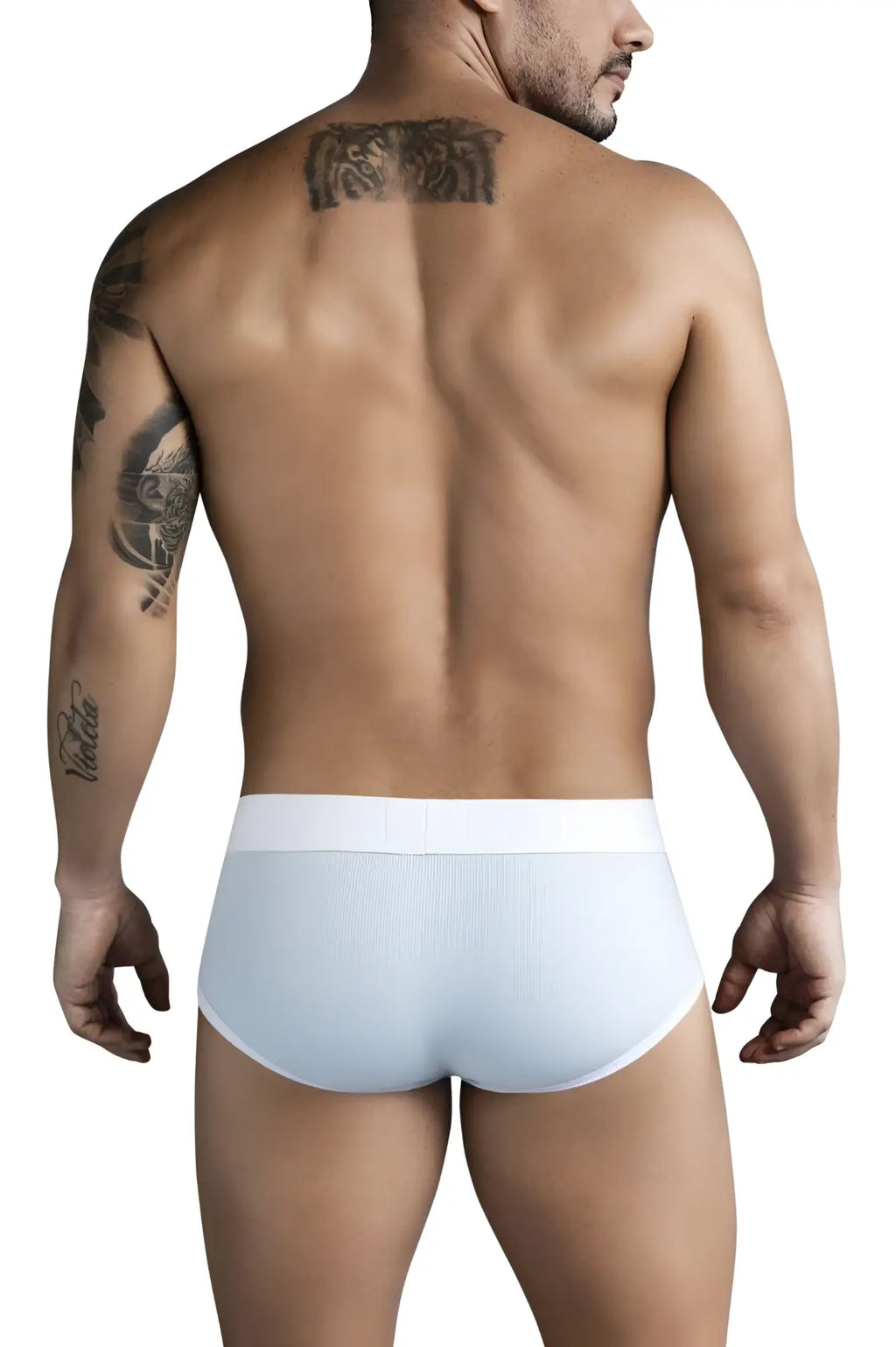 White ribbed briefs with a solid white waistband from clever 1733 colors briefs in blue color fabric