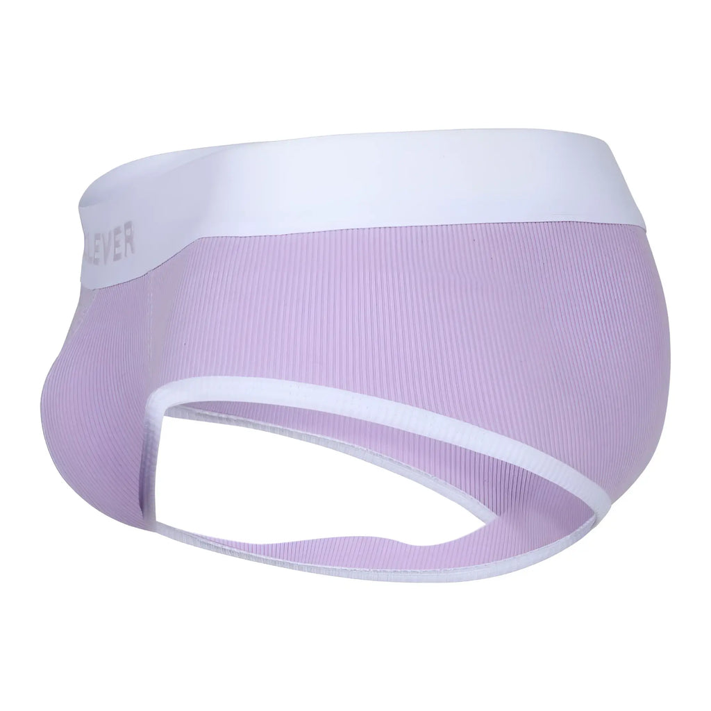 Lavender clever 1733 colors briefs in ribbed mesh with white elastic waistband and trim for comfortable wear