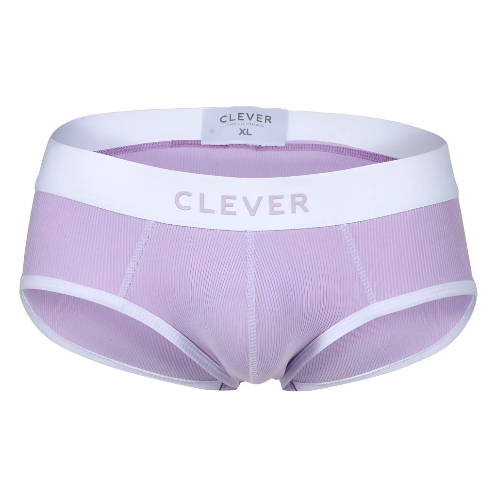 Lavender clever 1733 colors ribbed briefs with white elastic waistband and trim in lilac color for comfortable wear