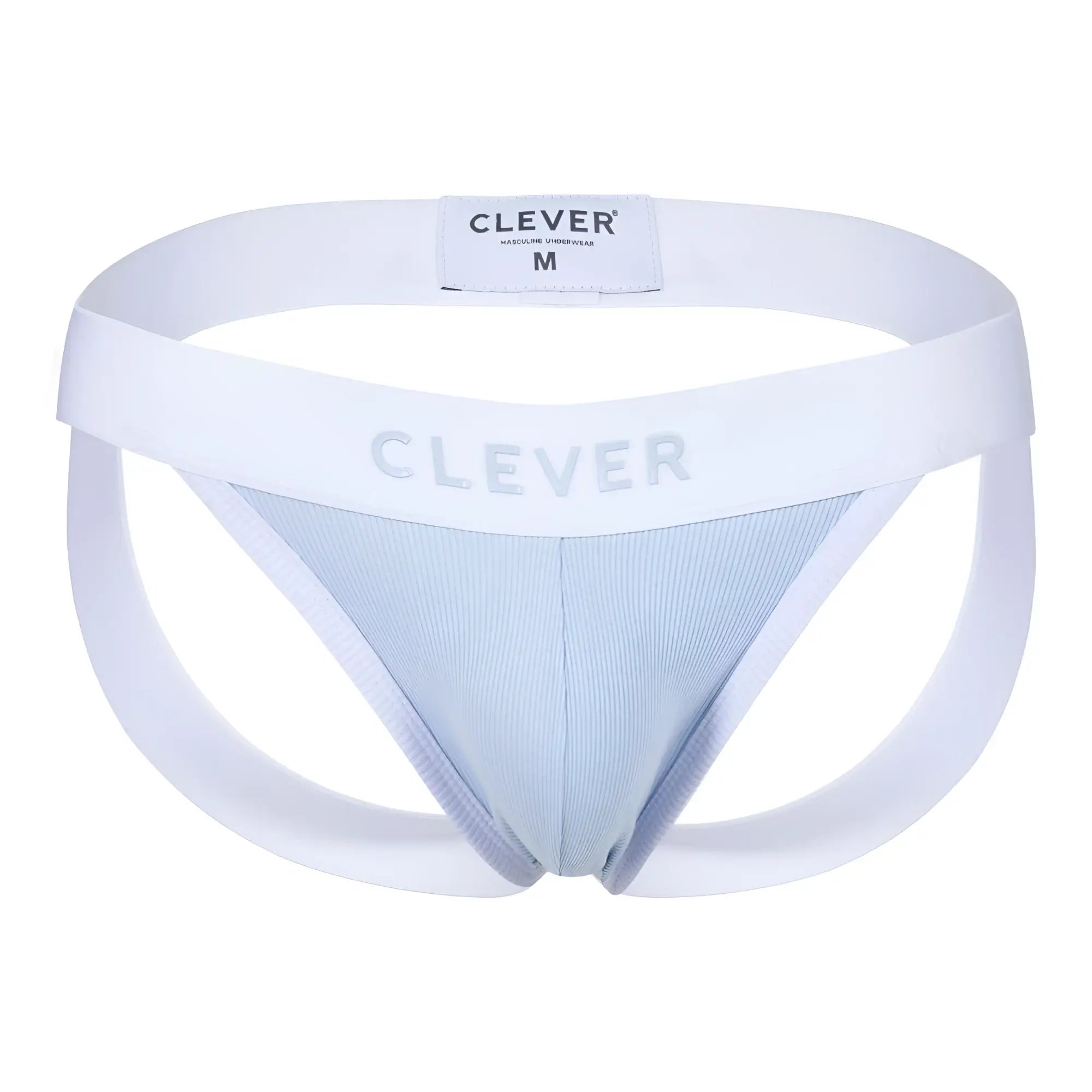 White and light blue clever 1734 colors men’s athletic briefs with ribbed texture for active wear