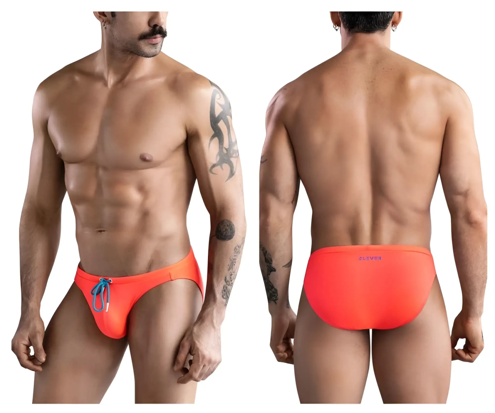 Vibrant orange clever 1735 vivo swim briefs with blue drawstring designed for comfortable swimwear use