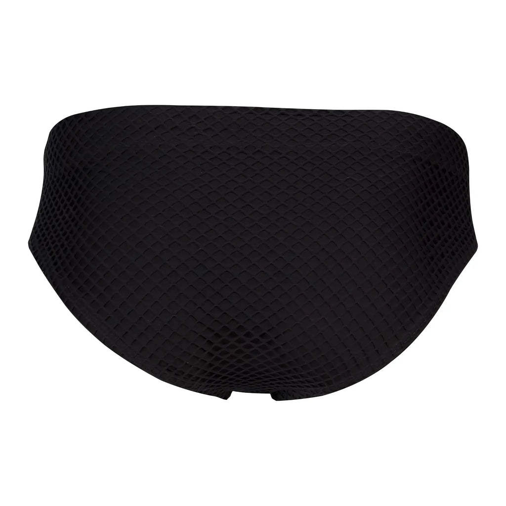 Black clever 1743 island swim briefs featuring a diamond-patterned mesh texture perfect for swimming and beach use