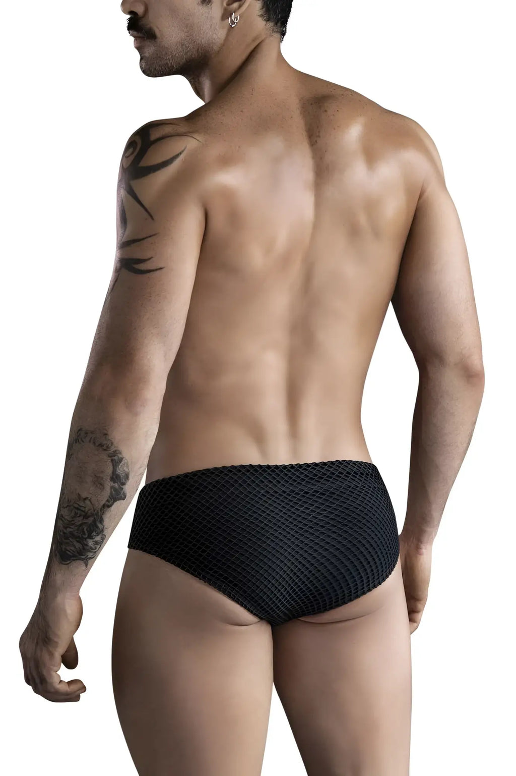 Black clever 1743 island swim briefs with woven textured pattern designed for swimwear use