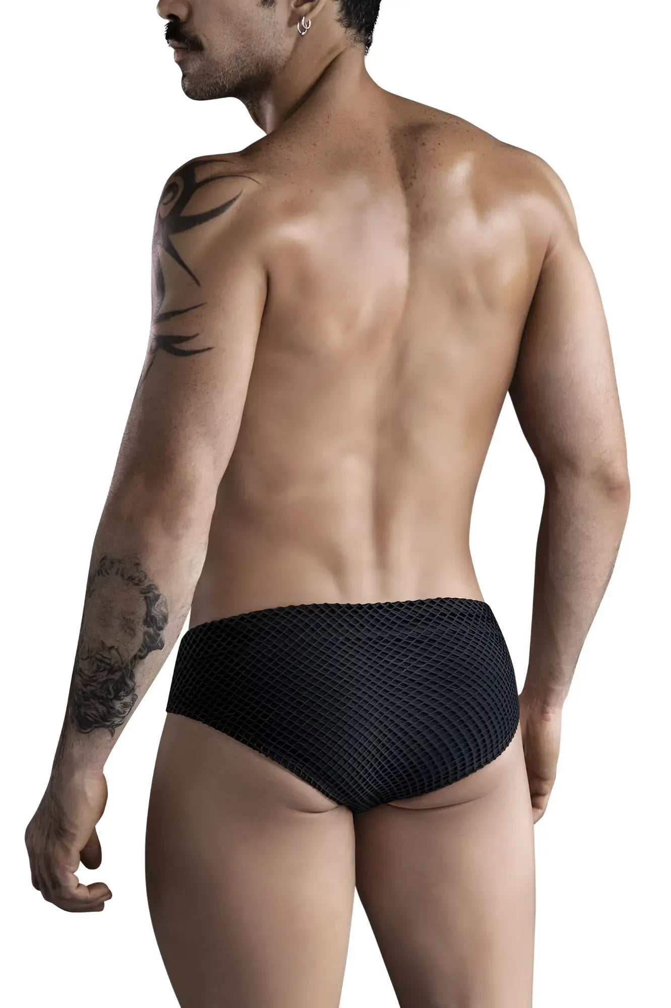 Black clever 1743 island swim briefs with woven textured pattern designed for swimwear use