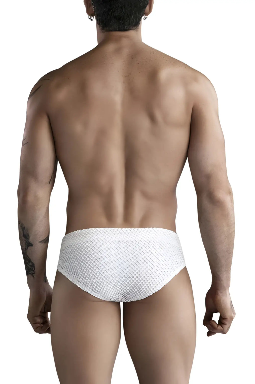 White clever 1743 island swim briefs made of mesh with a snug form-fitting design for swimwear use