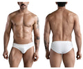 White clever 1743 island swim briefs featuring breathable textured mesh fabric for swimwear use