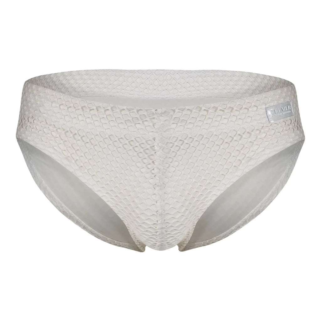 Clever 1743 island swim briefs in white with a textured fabric and subtle diamond pattern for a modern look