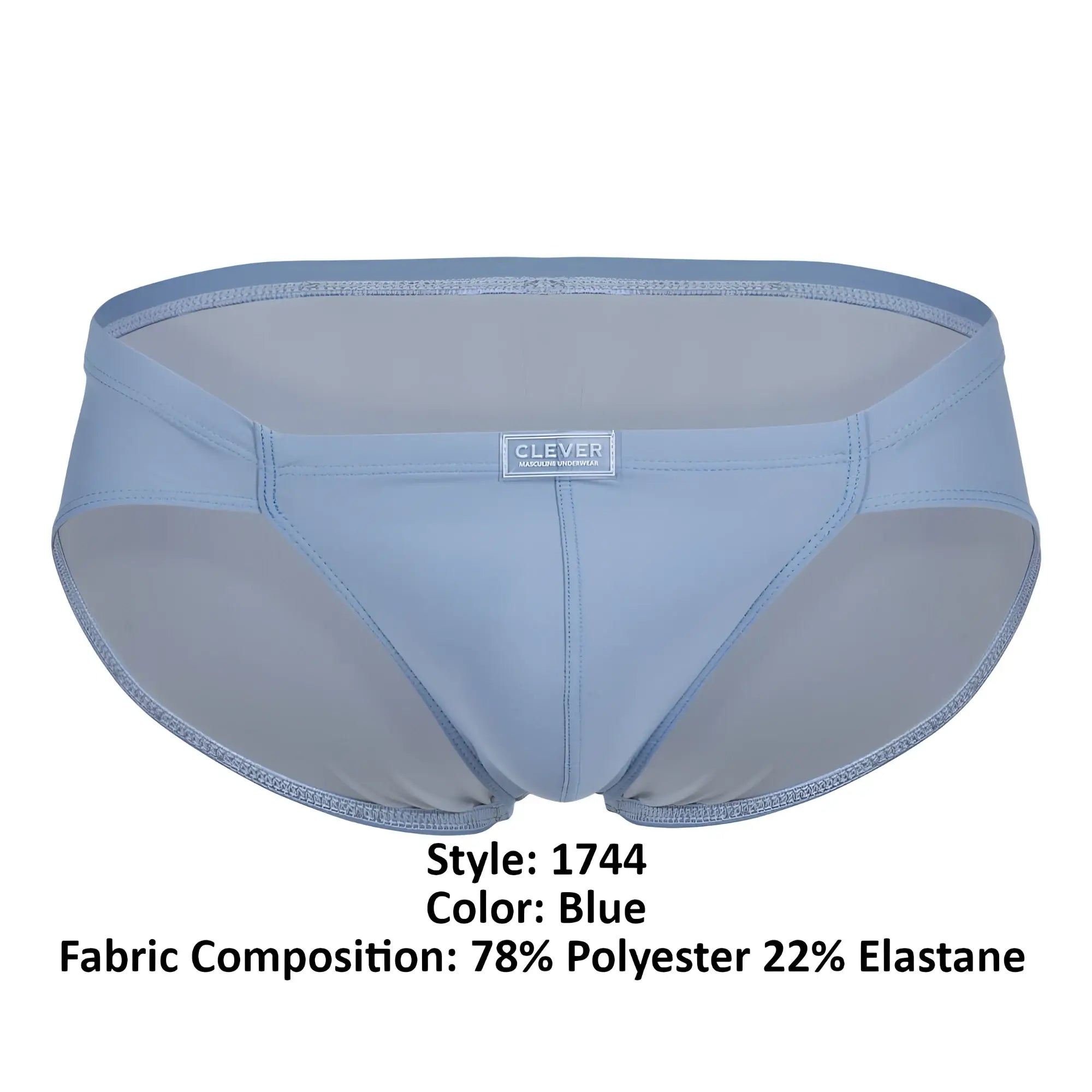 Light blue clever 1744 spring briefs made from 78% polyester and 22% elastane for comfortable wear