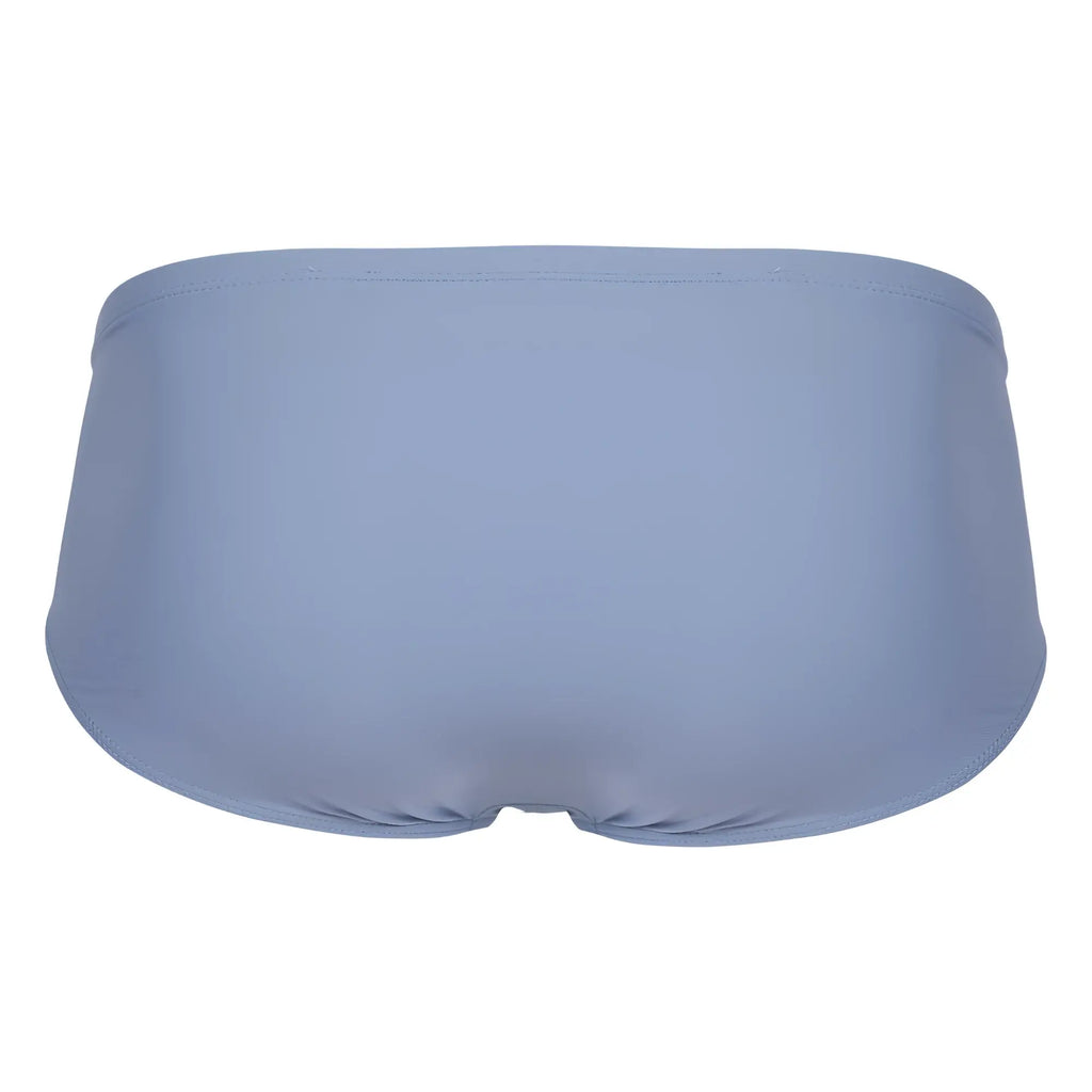Clever 1744 spring briefs in blue feature sleek solid light blue swim trunks with smooth form-fitting fabric and clean stitching