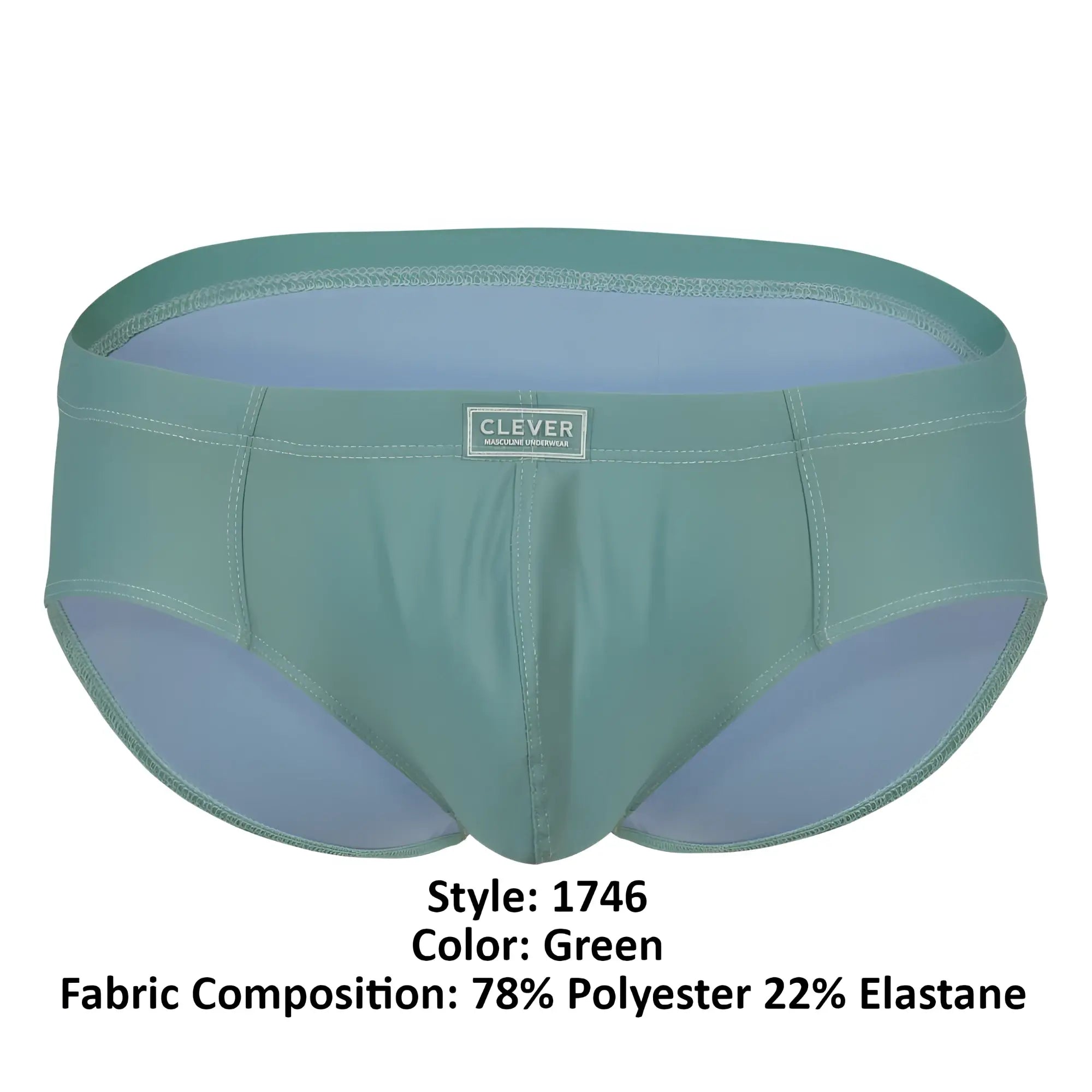 Green clever 1746 pastel briefs made of 78 percent polyester and 22 percent elastane for men