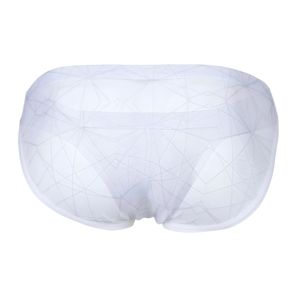 White sheer mesh briefs clever 1747 with subtle geometric pattern and bikini cut in white color