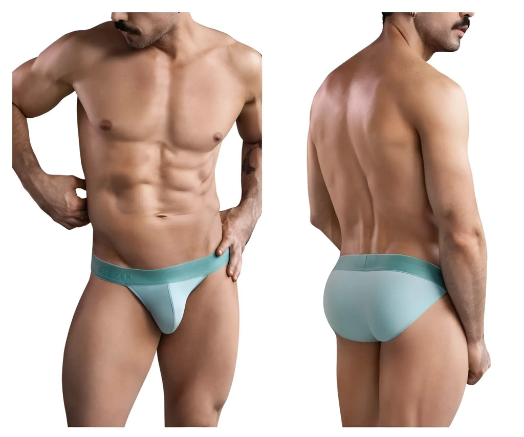 Light blue clever 1749 eco bikini briefs with a matching elastic waistband made from sustainable fabric