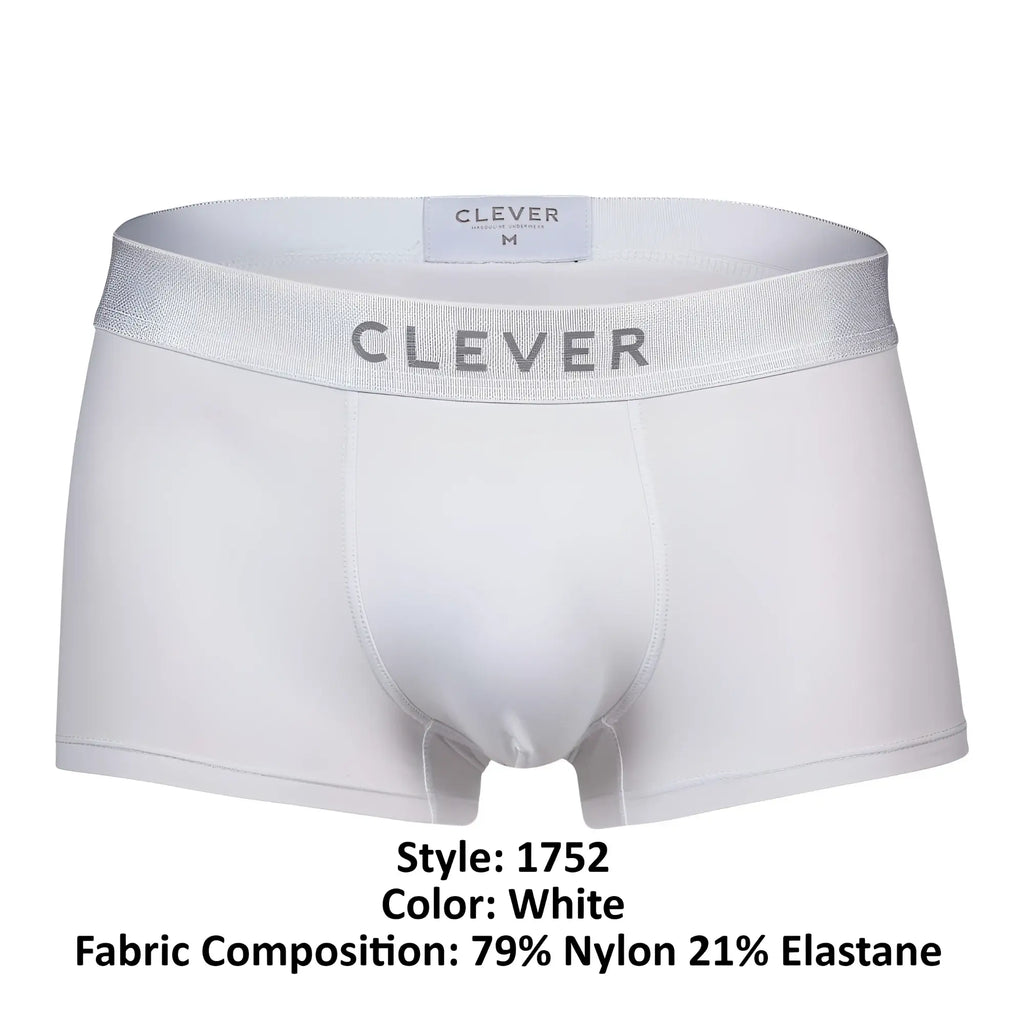 White clever 1752 victor trunks made of 79 nylon 21 elastane with a silver waistband for men