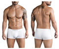 White clever 1752 victor trunks boxer briefs with subtle clever logo on waistband in white color