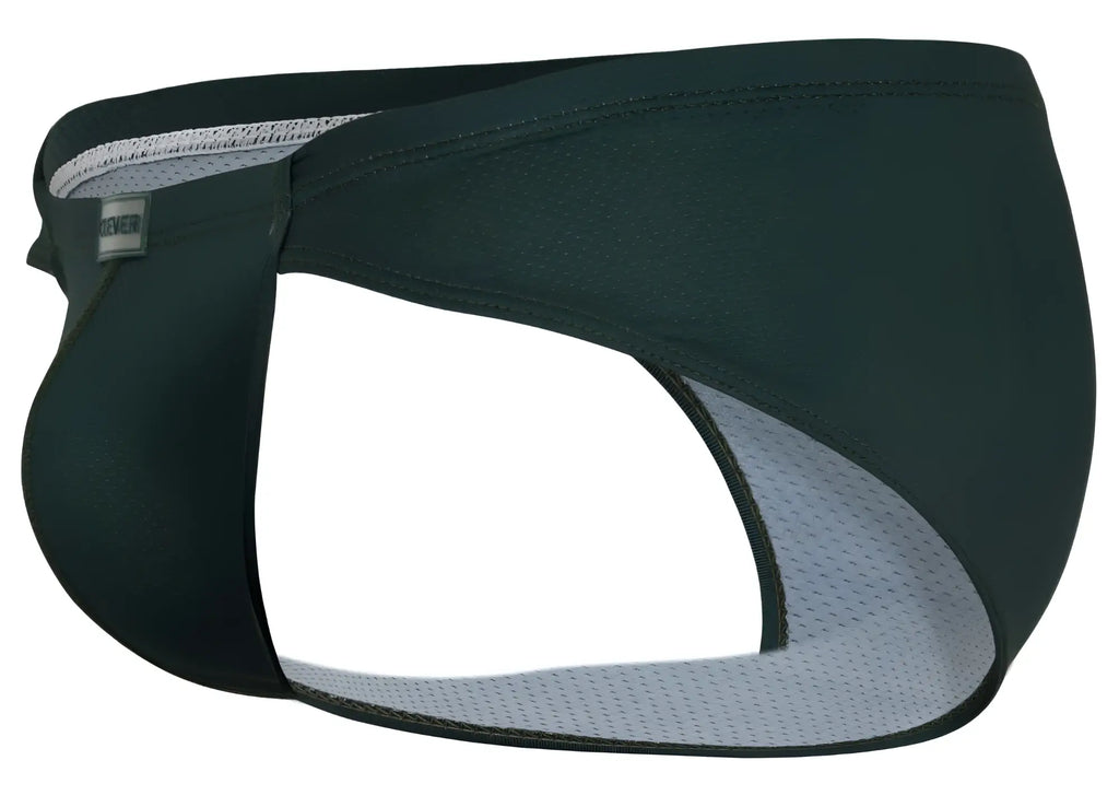Clever 1775 optimo briefs dark green men’s briefs with gray mesh lining and small brand tag on the side