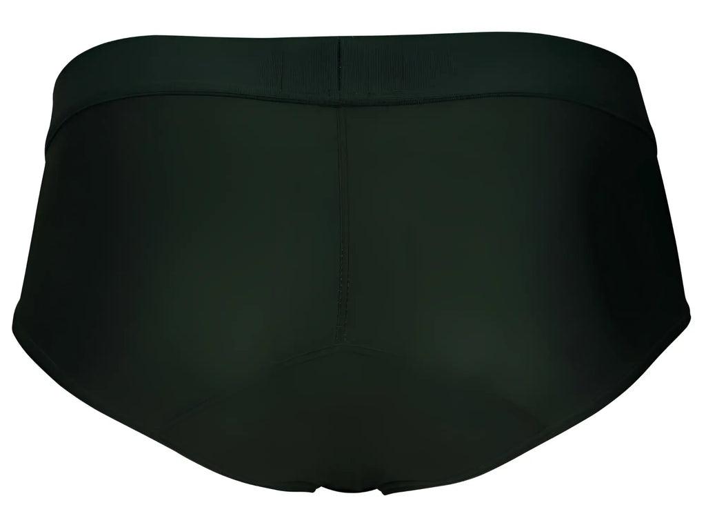 Dark green clever 1776 venecia briefs with smooth seamless fabric and contoured waistband in black briefs style