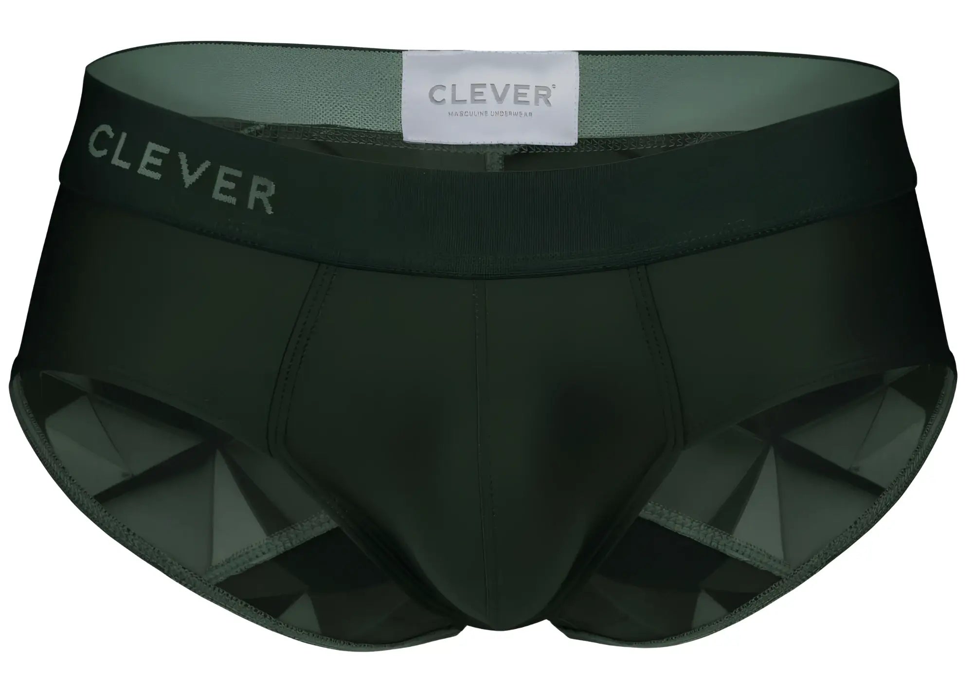 Dark green clever 1776 venecia men’s briefs with geometric side pattern and branded waistband