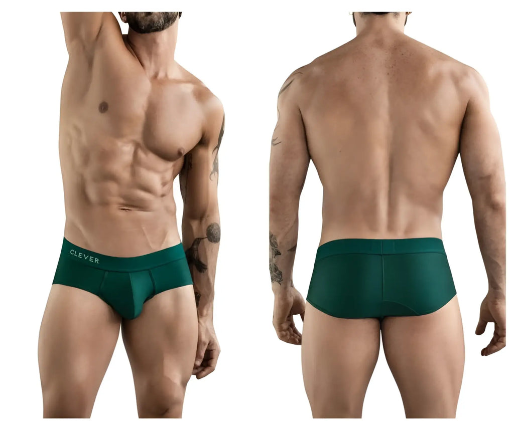 Dark green clever 1776 venecia briefs with a subtle elastic waistband and white clever brand lettering