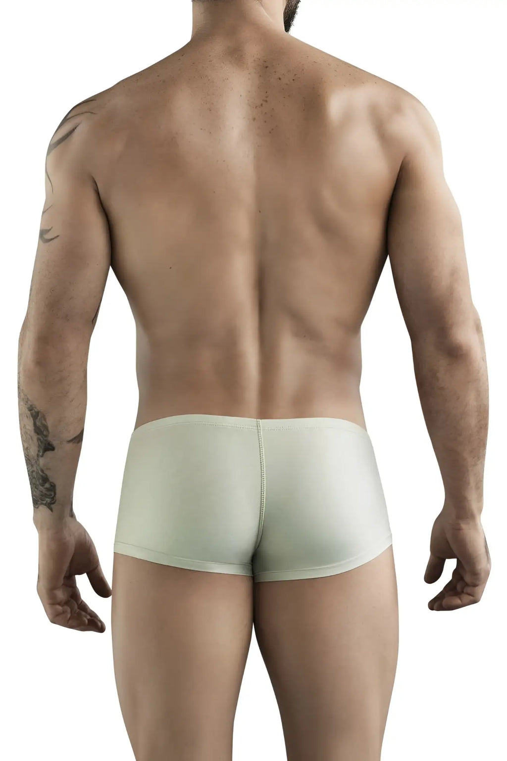 A pair of clever 1780 maya trunks light green form-fitting briefs with smooth stretchy fabric and subtle center seam