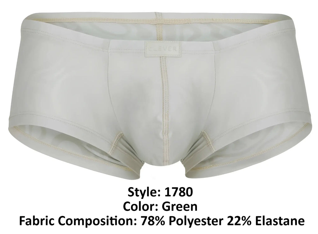 Clever 1780 Maya trunks beige white men’s briefs with subtle green tint made of 78% polyester 22% elastane fabric