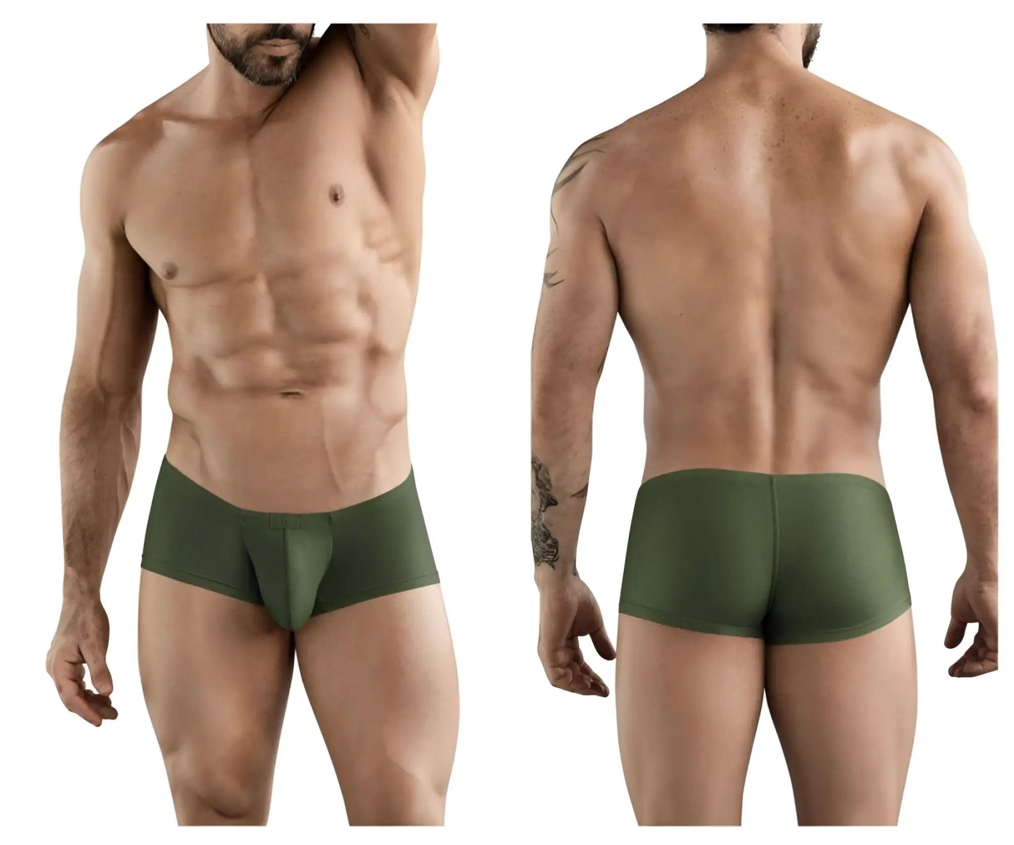 Olive green clever 1780 maya trunks mens briefs with smooth form-fitting design in dark green color