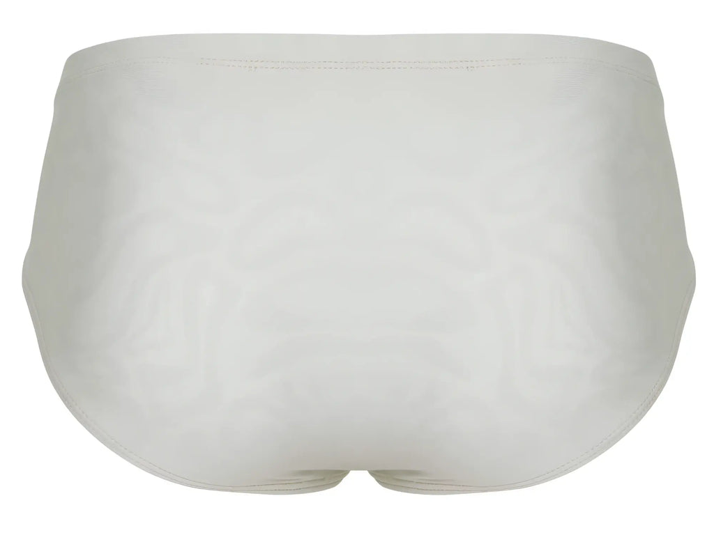 Beige clever 1781 maya briefs in white cotton with a subtle faintly textured pattern front view