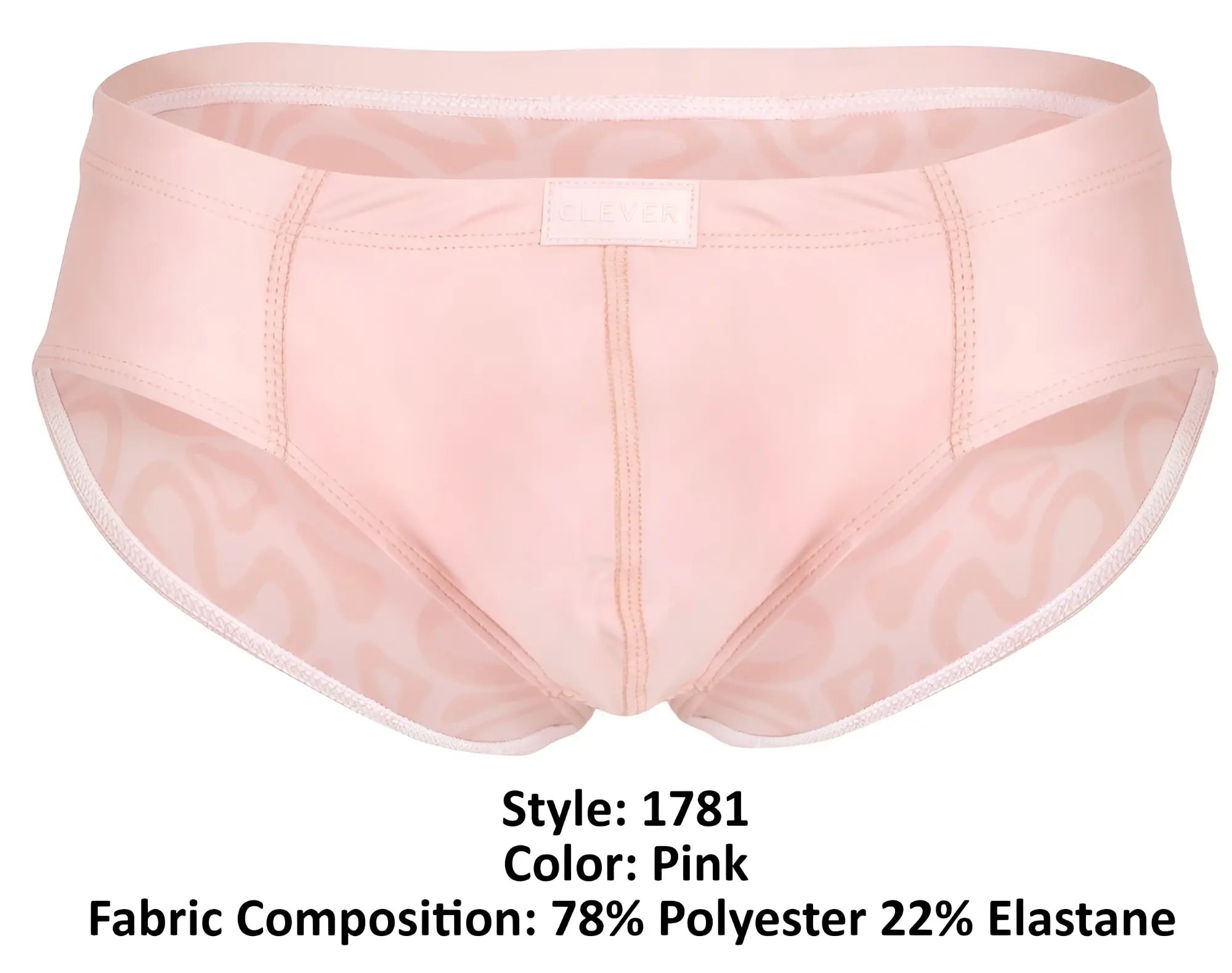 Pink clever 1781 maya briefs with subtle leopard print made of 78% polyester 22% elastane smooth stretchy fabric