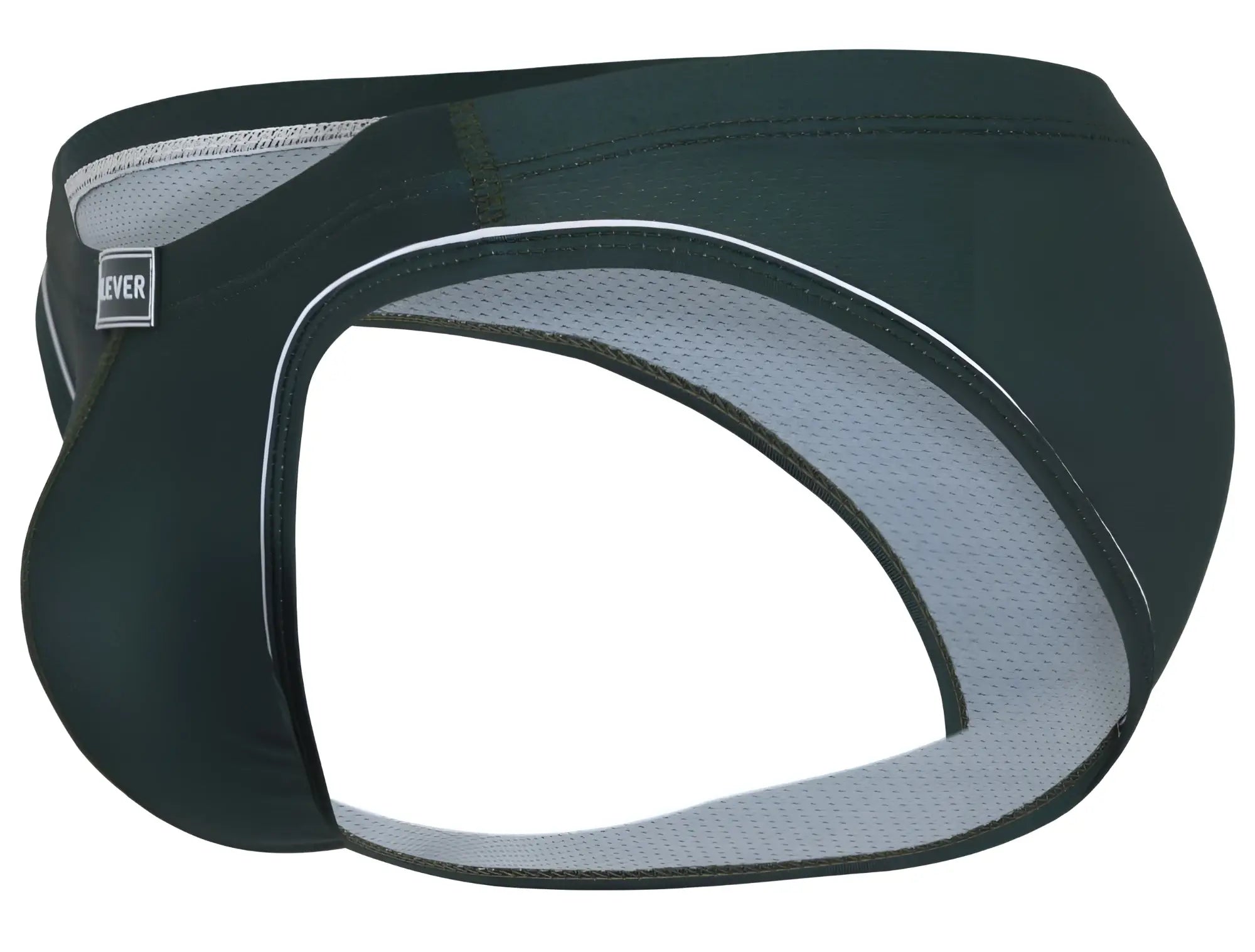 Black athletic briefs clever 1782 argovia with gray mesh lining white stitching and ever brand label on the side