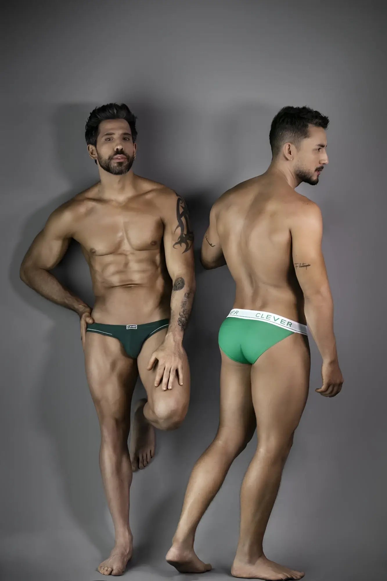 Green Clever 1782 Argovia briefs with white waistband featuring brand name in a breathable fabric for everyday wear