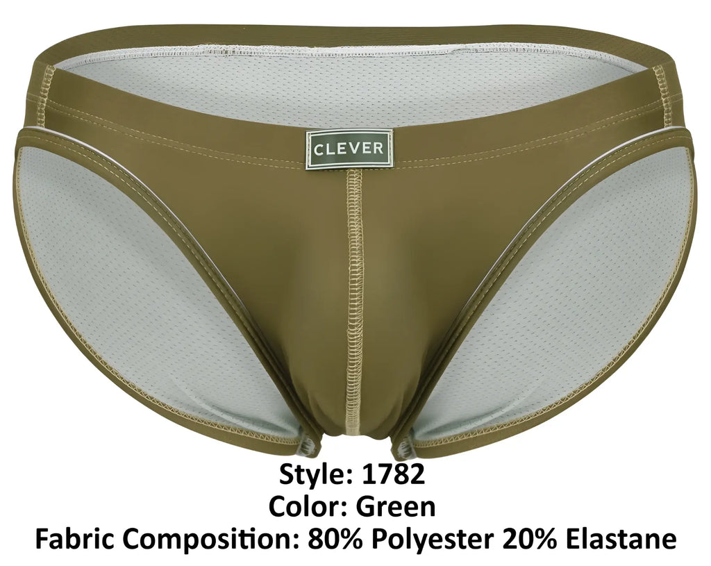 Olive green clever 1782 argovia briefs made of 80 percent polyester 20 percent elastane with mesh lining