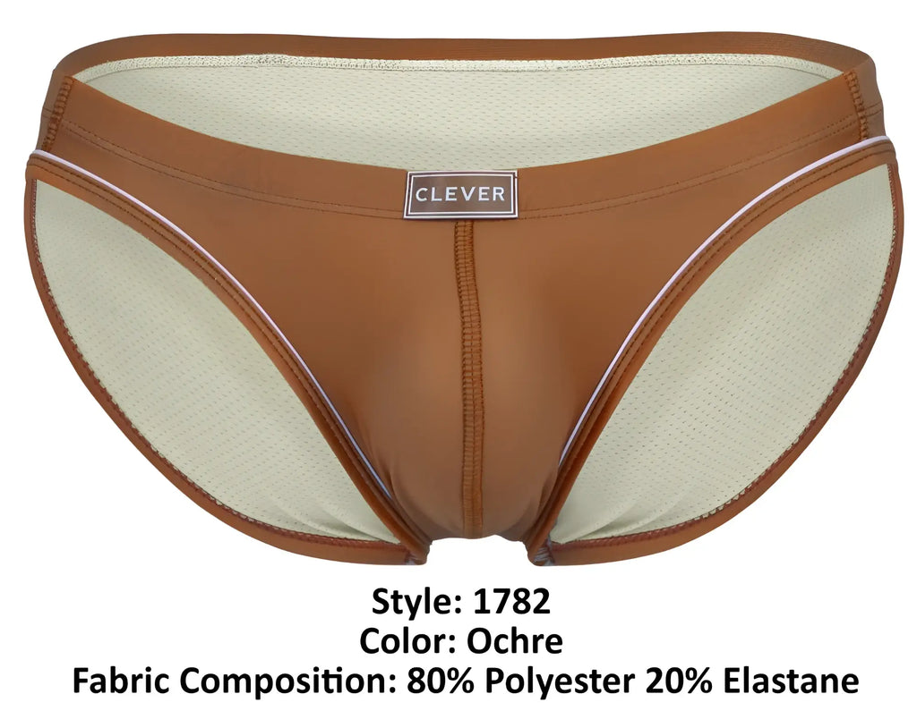 Clever 1782 argovia briefs in ochre with a sleek outer shell and breathable mesh lining for comfort