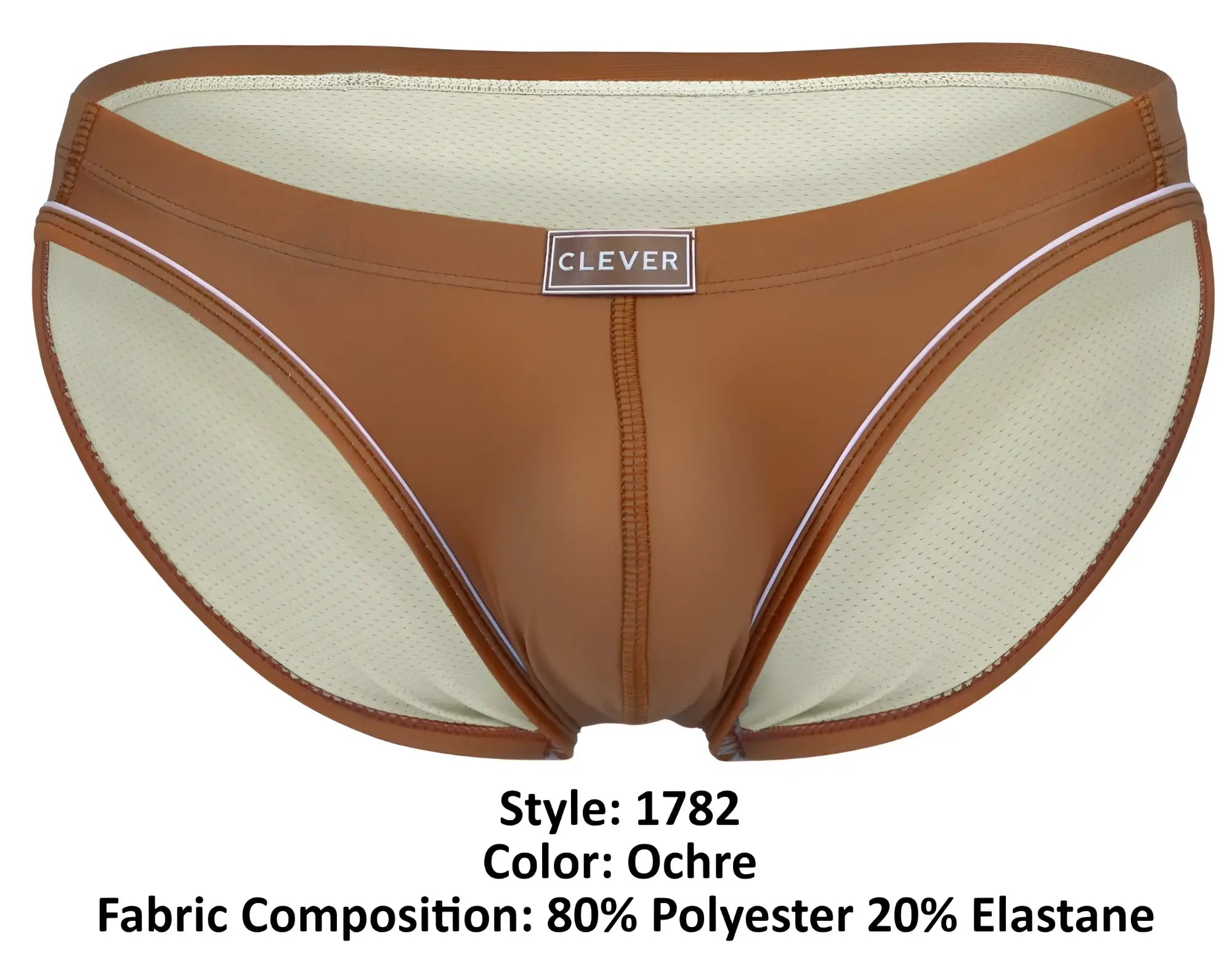 Clever 1782 argovia briefs in ochre with a sleek outer shell and breathable mesh lining for comfort
