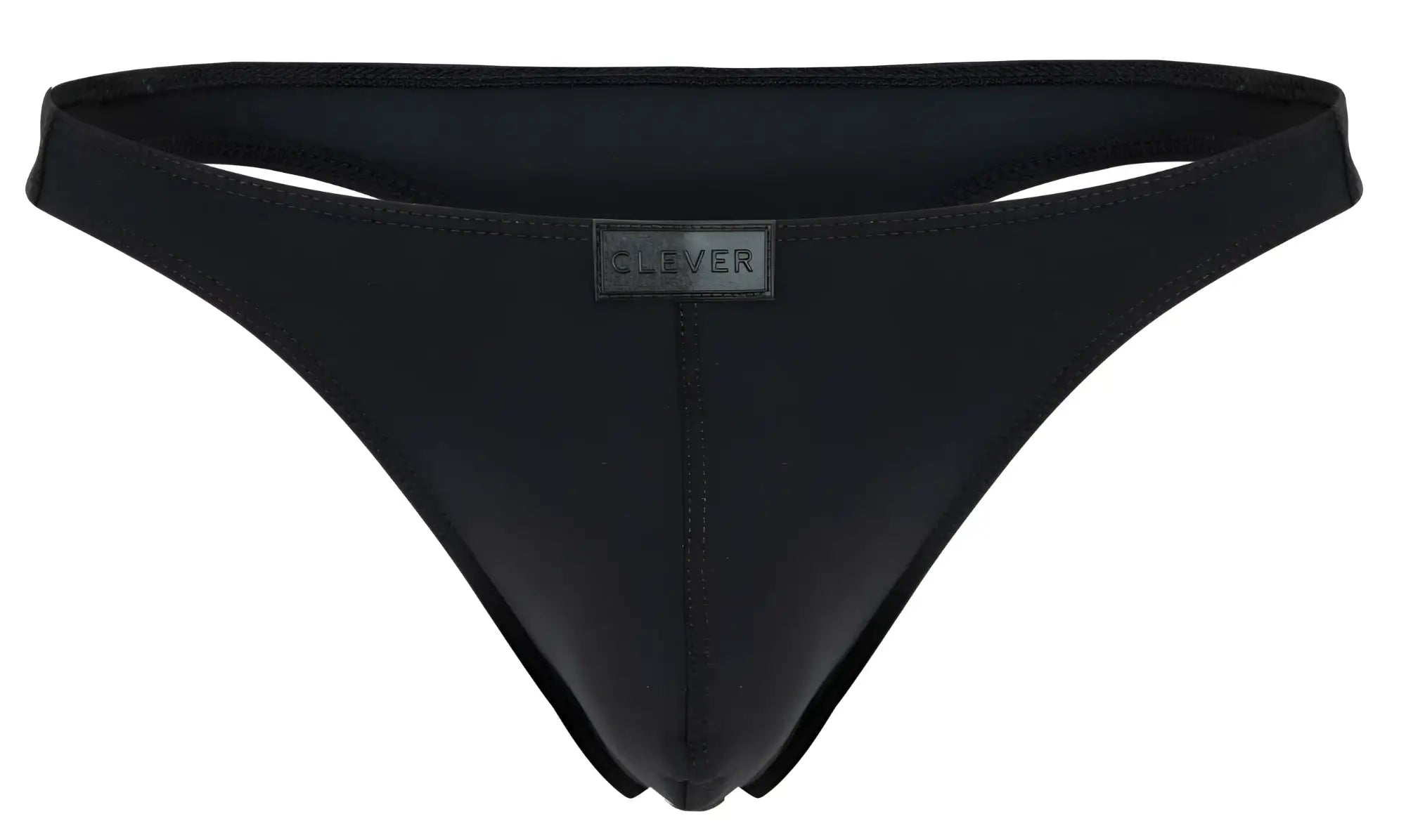 Black clever 1830 desirable thong with sleek minimalist design and smooth fabric shown from the back side