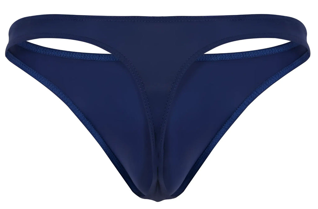 Navy blue clever 1830 desirable thong made of smooth stretchy fabric with subtle sheen and reinforced edge stitching
