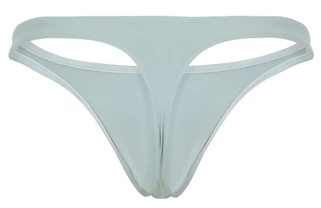 Light blue clever 1830 desirable thong made of smooth stretch fabric with thin waistband and cutout design