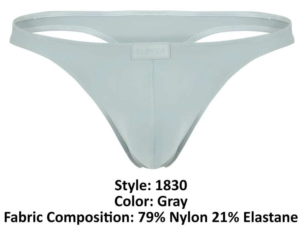 Gray clever 1830 desirable thong made of 79% nylon and 21% elastane with minimalist design and center brand tag