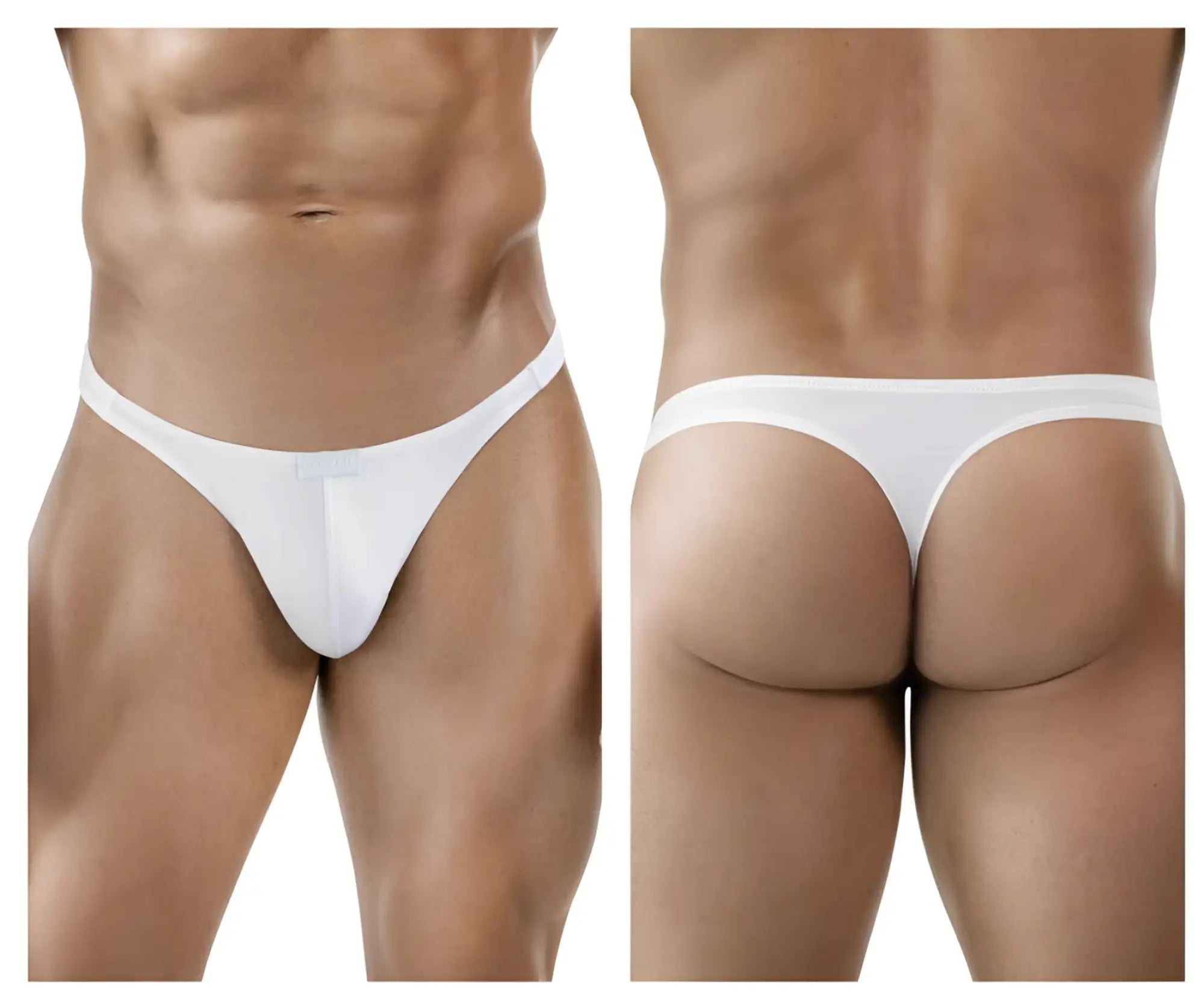 White clever 1830 desirable thong underwear with smooth seamless design shown from the back side