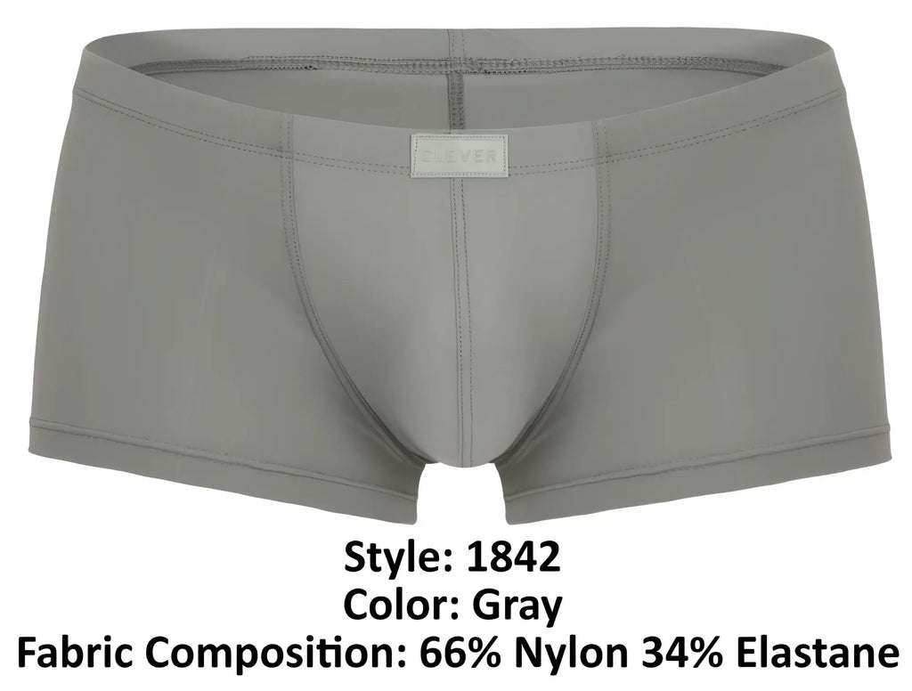 Gray clever 1842 buenavista trunks made of 66 nylon and 34 elastane with minimalist design and front label
