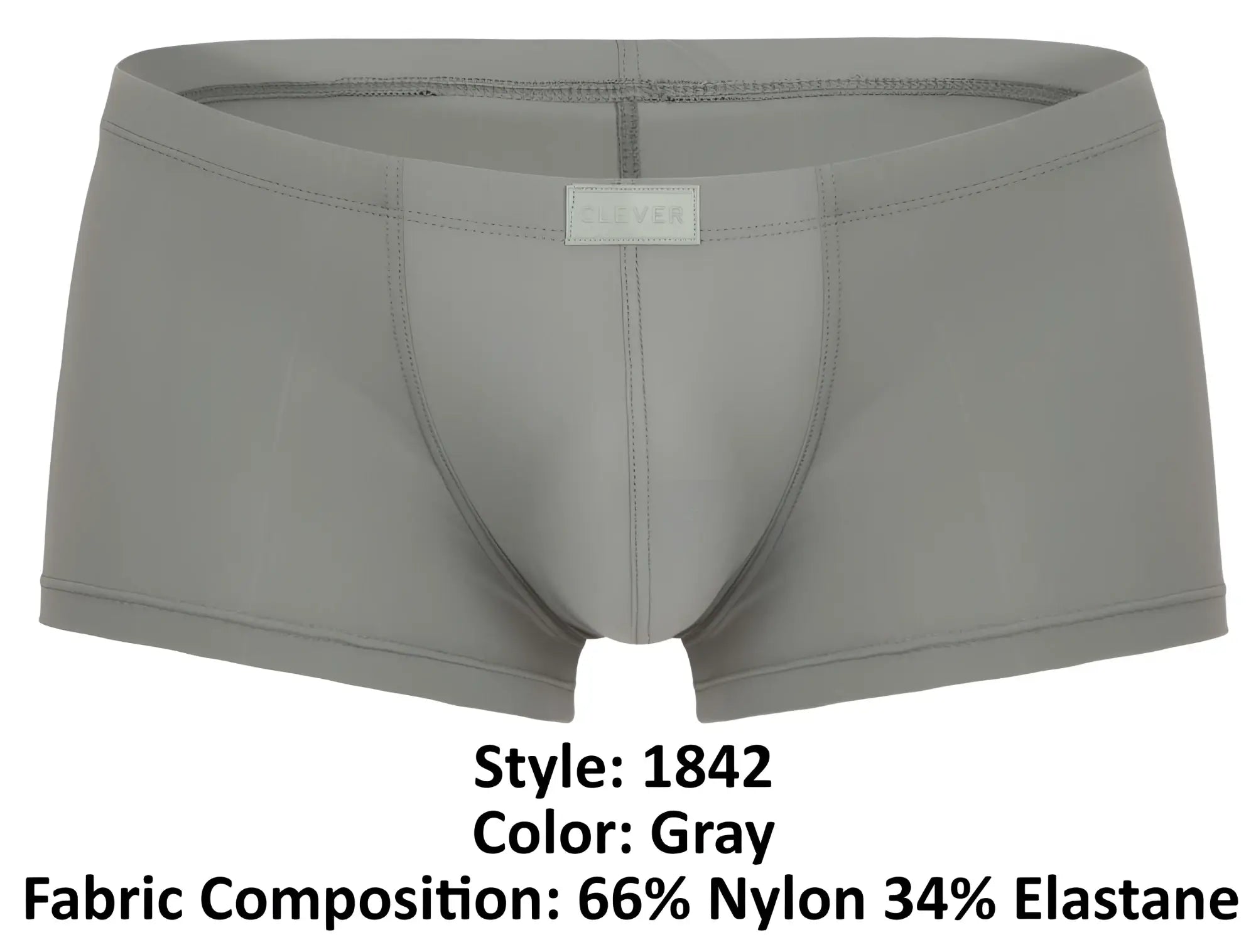 Gray clever 1842 buenavista trunks made of 66 nylon and 34 elastane with minimalist design and front label