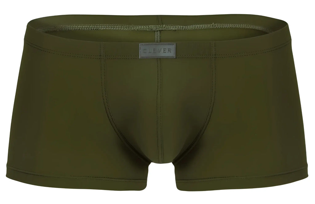 Olive green clever 1842 buenavista trunks men’s boxer briefs with sleek form-fitting design and subtle brand label on waistband