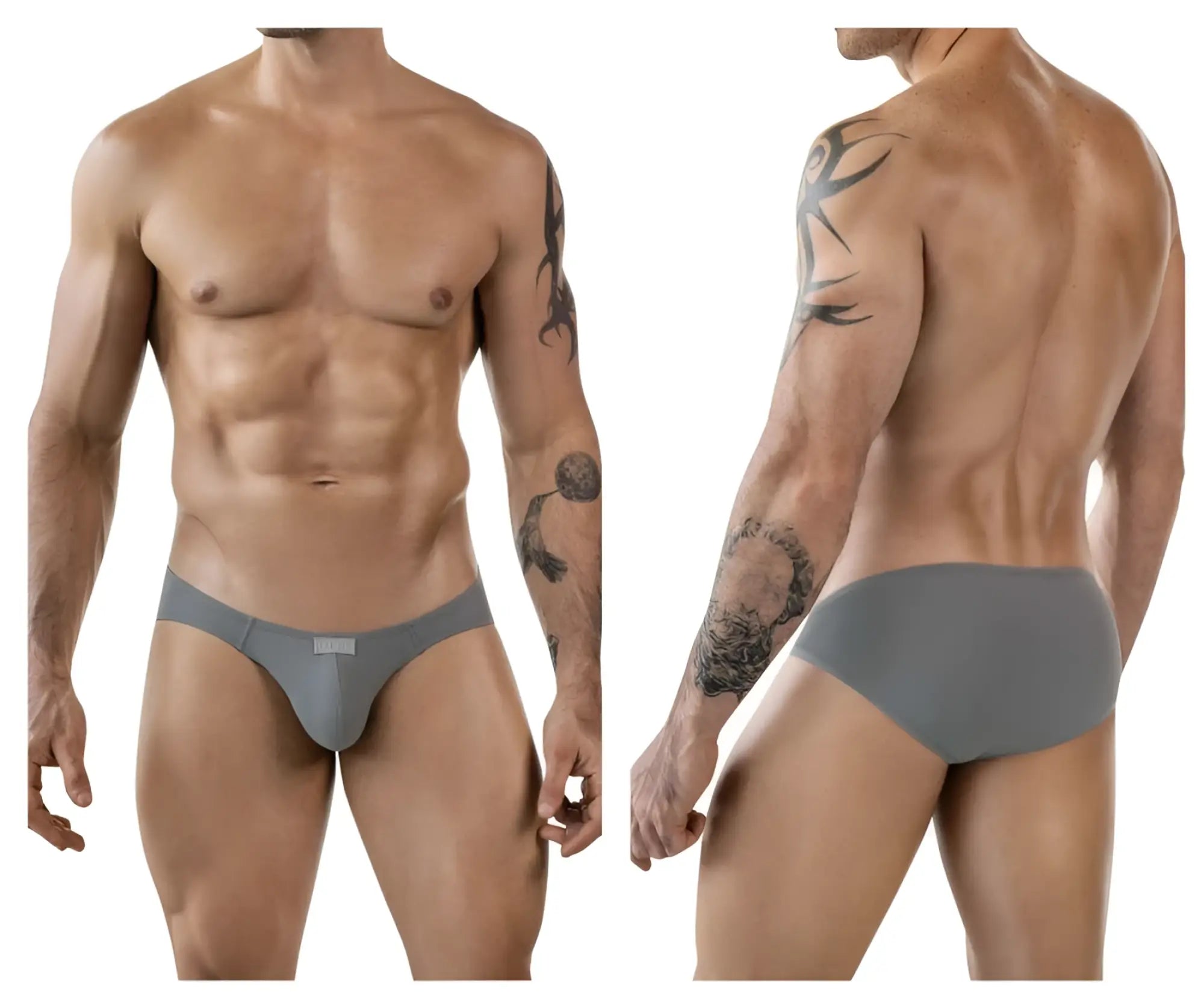 Gray clever 1843 buenavista bikini athletic briefs with smooth form-fitting design, front view