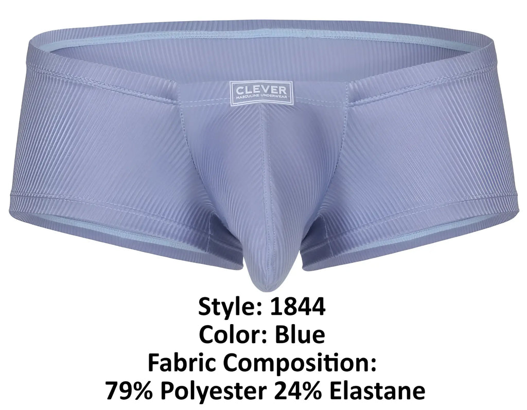 Blue clever 1844 aura trunks for men with ribbed form-fitting design made of 79% polyester and 24% elastane