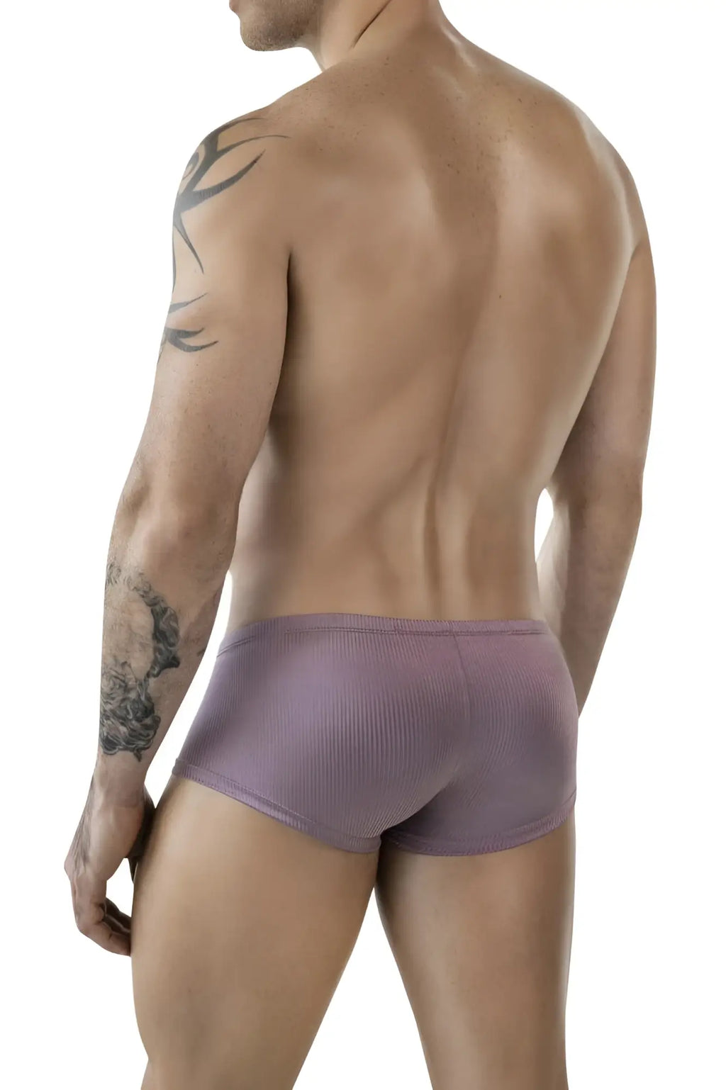 Purple ribbed briefs in clever 1844 aura trunks style featuring brown color and comfortable fabric fit