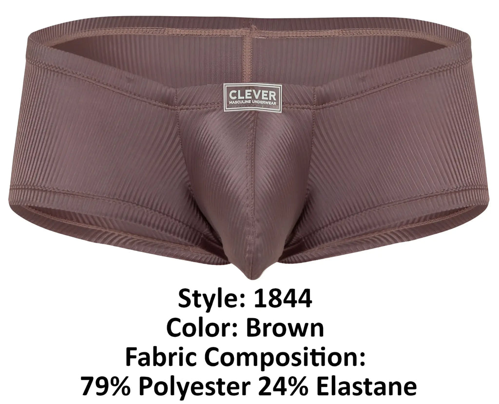 Brown ribbed polyester and elastane briefs by clever mens underwear from the clever 1844 aura trunks collection